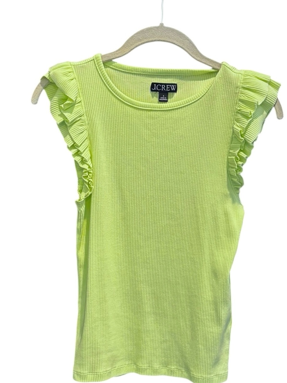 J. Crew ribbed flutter sleeved top in citrus yellow small